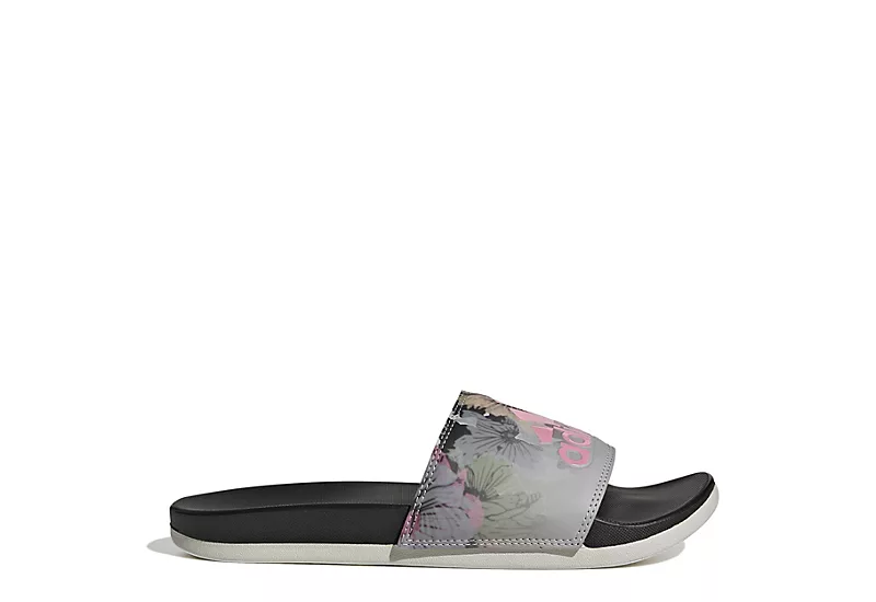 Adidas Womens Adilette Comfort Slide Sandal - Grey 4 Adidas Womens Adilette Comfort Slide Sandal - Grey - Image 2