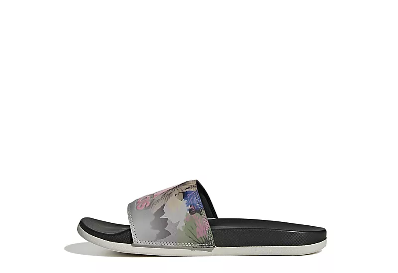 Adidas Womens Adilette Comfort Slide Sandal - Grey 5 Adidas Womens Adilette Comfort Slide Sandal - Grey - Image 3