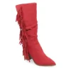 Journee Collection Womens Hartly Fringed Extra Wide Calf Dress Boot - Red -Bearpaw Shoes Shop US 01 303199 00